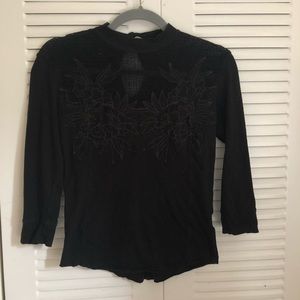 Free People 3/4 Length Mock Neck Top